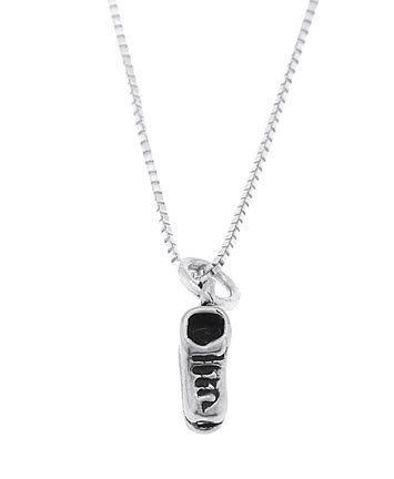 STERLING SILVER BABY ICE SKATE / BABY BOOT CHARM WITH 16 INCH BOX CHAIN NECKLACE