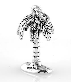 STERLING SILVER 3D TROPICAL BEACH PALM TREE CHARM