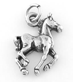 STERLING SILVER WALKING HORSE (FLAT) CHARM/PENDANT