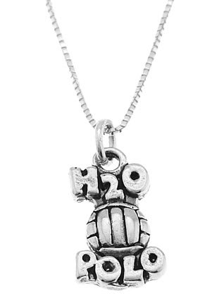 STERLING SILVER H2O POLO / WATER POLO CHARM WITH 16 inch BOX CHAIN NECKLACE