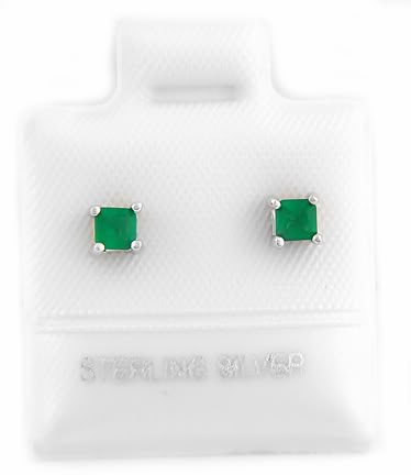 STERLING SILVER MAY BIRTHSTONE CZ CHILD POST EARRINGS 3mm
