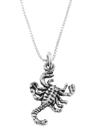 STERLING SILVER INSECT / SCORPION CHARM WITH 16 INCH BOX CHAIN NECKLACE