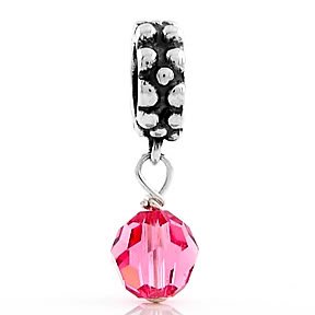 STERLING SILVER DANGLING OCTOBER BIRTHSTONE EUROPEAN BEAD