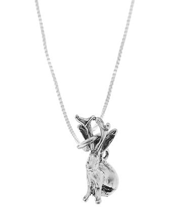STERLING SILVER JACKALOPE / JACK RABBIT CHARM WITH 16 inch BOX CHAIN NECKLACE