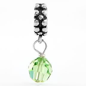 STERLING SILVER DANGLING AUGUST BIRTHSTONE EUROPEAN BEAD