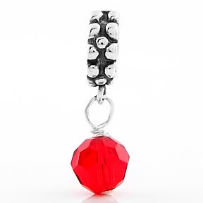 STERLING SILVER DANGLING JULY BIRTHSTONE EUROPEAN BEAD