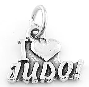 STERLING SILVER I LOVE JUDO MARTIAL ART CHARM/ PENDANT