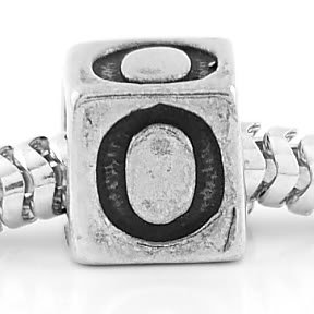 STERLING SILVER ALPHABET INITIAL O CUBE EUROPEAN BEAD