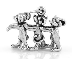 STERLING SILVER 3D THREE BLIND MICE CHARM/PENDANT