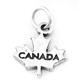 STERLING SILVER CANADA MAPLE LEAF TRAVEL CHARM/PENDANT