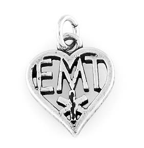 STERLING SILVER HEART EMT PARAMEDIC CHARM