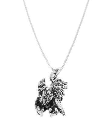 STERLING SILVER ROOSTER / GAME COCK ROOSTER CHARM WITH 16 inch BOX CHAIN NECKLACE