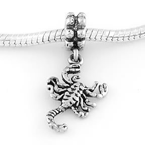 STERLING SILVER DANGLING SCORPION EUROPEAN BEAD