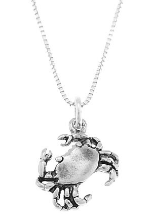 STERLING SILVER SEA / LAND CRAB WITH 16 inch BOX CHAIN NECKLACE