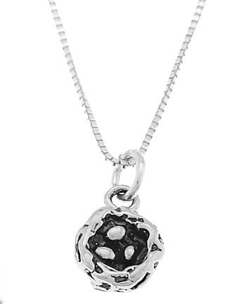 STERLING SILVER BIRD'S NEST WITH EGGS CHARM WITH 16 inch BOX CHAIN NECKLACE