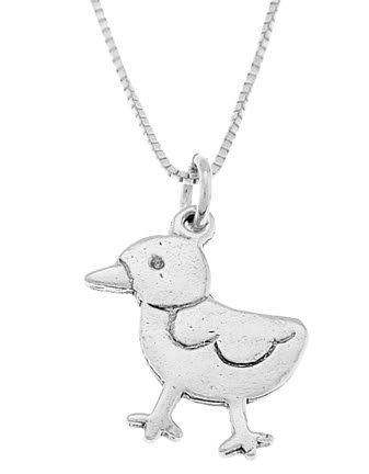STERLING SILVER EASTER CHICK / DUCK CHARM WITH 16 inch BOX CHAIN NECKLACE