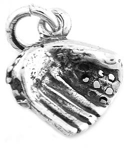 STERLING SILVER BASEBALL/ SOFTBALL GLOVE CHARM/PENDANT