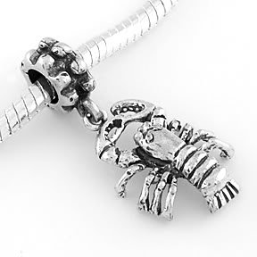 STERLING SILVER DANGLE LOBSTER EUROPEAN BEAD