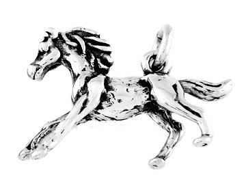 STERLING SILVER GALLOPING PONY BABY HORSE CHARM/PENDANT