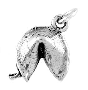 STERLING SILVER FORTUNE COOKIE CHARM/PENDANT