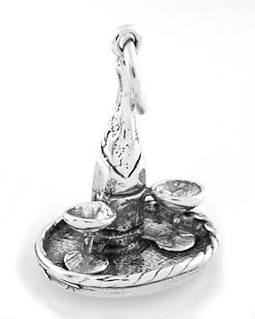 STERLING SILVER CHAMPAGNE FOR TWO CHARM/PENDANT