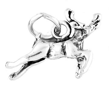 STERLING SILVER FLYING REINDEER CHARM/PENDANT