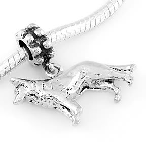 STERLING SILVER DANGLE GERMAN SHEPHERD EUROPEAN BEAD