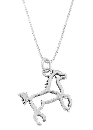 STERLING SILVER BODY FRAME OF HORSE CHARM WITH 16 inch BOX CHAIN NECKLACE