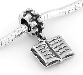 STERLING SILVER 925 DANGLE OPEN BOOK EUROPEAN BEAD