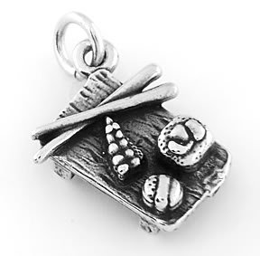 STERLING SILVER JAPANESE SUSHI PLATE WITH CHOPSTICK CHARM