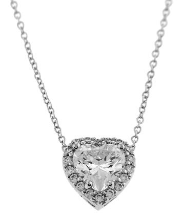 STERLING SILVER 925 HEART CZ PENDANT & NECKLACE