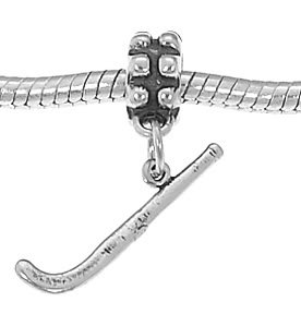 STERLING SILVER DANGLING HOCKEY STICK EUROPEAN BEAD