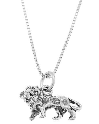 STERLING SILVER LION CHARM WITH 16 inch BOX CHAIN NECKLACE