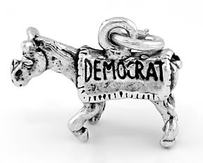 STERLING SILVER POLITICAL PARTY DEMOCRAT DONKEY CHARM