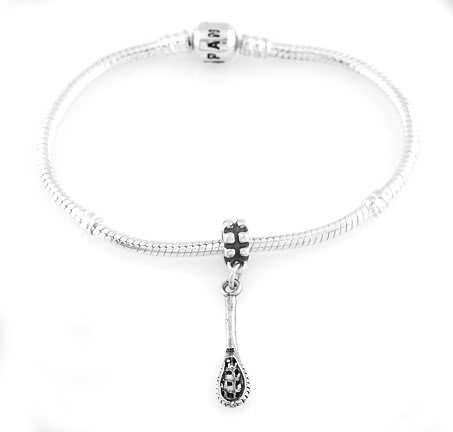 STERLING SILVER DANGLE LACROSSE PLAYERS STICK EUROPEAN BEAD