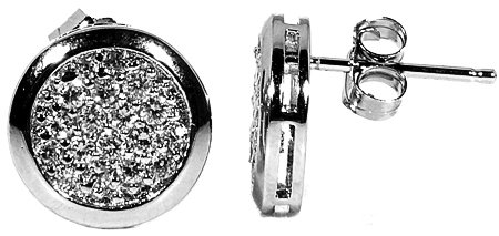 STERLING SILVER CZ ROUND PRONG SETTING CLUSTER EARRINGS