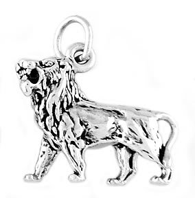 STERLING SILVER FEROCIOUS LION CHARM/PENDANT