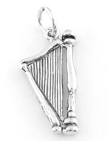 STERLING SILVER CUPID'S HARP CHARM/PENDANT