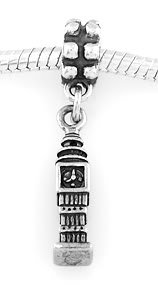 STERLING SILVER DANGLE SMALL ENGLAND BIG BEN EUROPEAN BEAD