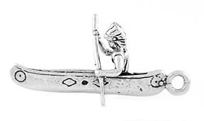 STERLING SILVER INDIAN IN A CANOE CHARM/PENDANT
