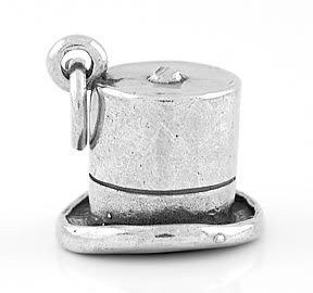 STERLING SILVER TOP HAT CHARM/PENDANT