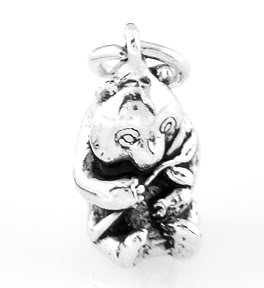 STERLING SILVER PANDA BEAR EATING BAMBOO CHARM/PENDANT