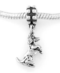 STERLING SILVER DANGLE DACHSHUND ON BACK LEGS EUROPEAN BEAD