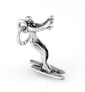 STERLING SILVER WATER SKIER HOLDING ON CHARM