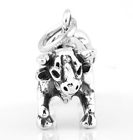 STERLING SILVER 3D BULL RIDER BULL CHARM/PENDANT