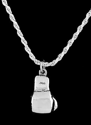 STERLING SILVER BOXING GLOVE 3D CHARM & 20" ROPE CHAIN