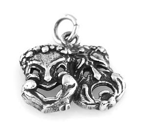 STERLING SILVER DRAMA COMEDY TRAGEDY MASK CHARM/PENDANT