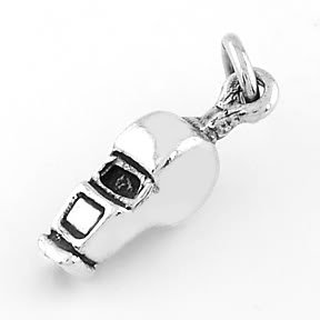STERLING SILVER REFEREE'S WHISTLE CHARM/PENDANT
