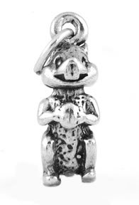 STERLING SILVER 3D CHIPMUNK HOLDING NUT CHARM/PENDANT