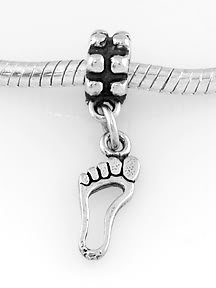 STERLING SILVER DANGLE FOOTPRINT OUTLINE EUROPEAN BEAD